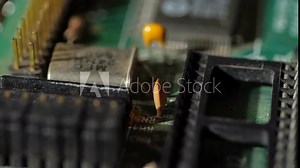 socket on a computer board for installing additional memory or a microchip