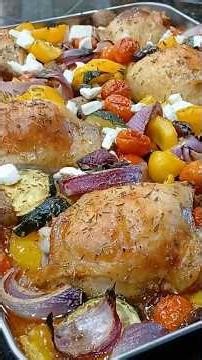 High-Protein Mediterranean Chicken Sheet Pan #healthyfood #mealprepidea