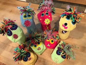 Fuzzy Sock Puppet With Yarn Hair - Handmade Toy - Etsy