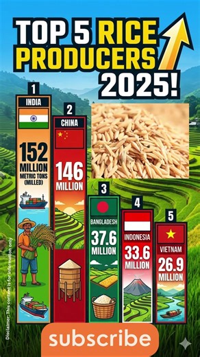 TOP 5 HIGHEST RICE PRODUCING NATIONS!