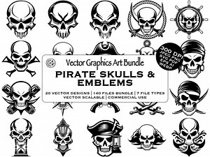 Pirate Skull Emblem Vector Graphic Bundle, Logo Tattoo Decal Designs, DIY Crafts, Instant Download, Commercial Use, SVG PNG, Storm, Anchor - Etsy Canada