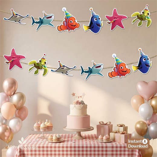 Finding Nemo Birthday Banner, Printable Under the Sea Party Decor, Instant Download - Etsy