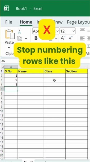 Stop numbering rows like this (do this instead) #shorts #excel