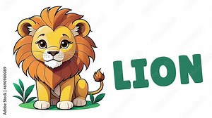 Video Animated animals Lion for kids learning, Fun learning for kids, 4K Quality