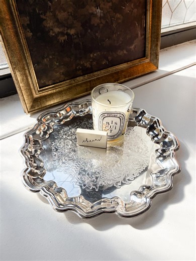 Vintage Silver Plated Scalloped Tray | Classic Flat Serving or Styling Tray - Etsy