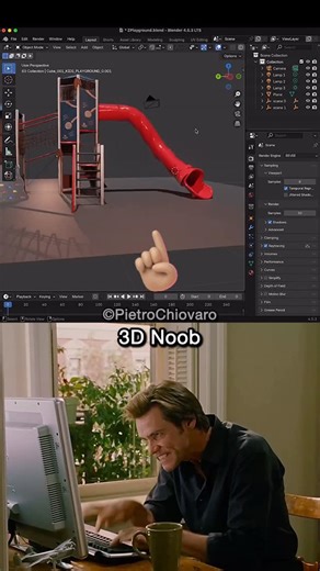 Pietro Chiovaro on Instagram: "🚨Read 👇 Still connecting playground tubes in Blender by extruding, moving, and rotating until the ends kinda-sorta touch? Let’s be real, that’s not modeling — that’s fighting geometry. You end up with lumpy joints, stretched faces, and a tube that looks like it barely survived the playground inspector. Meanwhile, someone else connects two curves into a perfectly smooth tunnel in seconds. And you’re staring at their viewport thinking, “Wait… how did they get that 