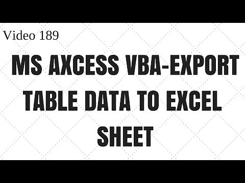 Learn MS Access - Video 189- VBA -Export Access Table to Excel