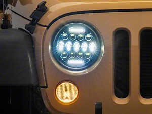 Jeep Wrangler LED DRL Projector Headlights; Black Housing; Clear Lens (07-18 Jeep Wrangler JK) - Free Shipping
