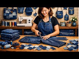 3D Quilt Pattern From Old Jeans / Recycling Old jeans / 3D Quilt / Upcycling Scrap