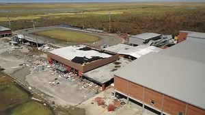 Hurricane Laura damage: Drone footage shows South Cameron High School after storm