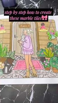 Step by step how to create marble tiles -colouring in