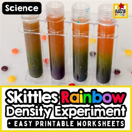 Skittles Rainbow Density Experiment for Kids (  Easy Printable Worksheets) - A Little Pinch of Perfect