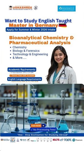 USHASHREE | Study in Germany MSc Bioanalytical Chemistry & Pharmaceutical Analysis#ushashree #uief