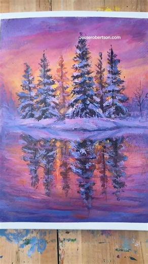 Winter Pine Reflection: Lesson 2 of our Sketchbook Challenge 👉 Learn more on my website 🙂