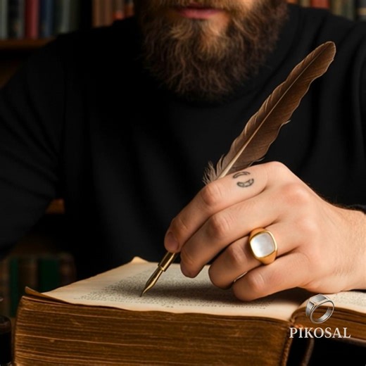 Titanium Steel Square Shell Ring: Gold Silver Unisex Band - Etsy