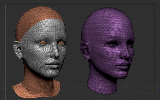 zbrush zwrap拓扑头部