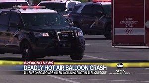 DEADLY CRASH: Five people are dead, including the pilot, following a hot air balloon crash in Albuquerque, New Mexico after the basket carrying the passengers slammed into power lines, plunged to the ground and caught fire. Zohreen Shah has more. https://abcn.ws/3heXcNk | ABC World News Tonight with David Muir
