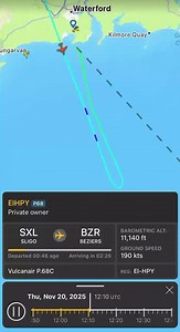 This is the moment a doomed plane turned back towards Ireland after declaring a mid-air emergency. The plane was heading from Sligo to Béziers in France when tragedy struck, crashing into a field and killing at least one person. Online flight-tracking websites show the privately owned Vulcanair P68C turned around off the south coast of Ireland and headed back towards Waterford Airport before the crash. | Irish Daily Mirror