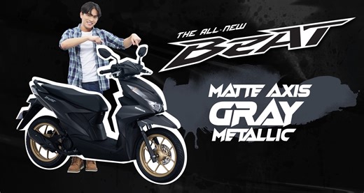 The All-New Beat Premium Variant scooter is in the breathtaking Matte Axis Gray Metallic color. Get ready to turn heads on the road with this scooter by your side. Get this one now! #BeAT #ElevateTheFun #HondaPH #OneDream | Honda Philippines, Inc.