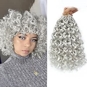 Pre looped Gogo Curl Crochet Hair 12 Inch 8 Packs Pre twisted Short Curly Crochet Hair for Black Women Ocean Wave Braiding Hair Water Wave Deep Braiding Hair(12 inch, Sliver White)