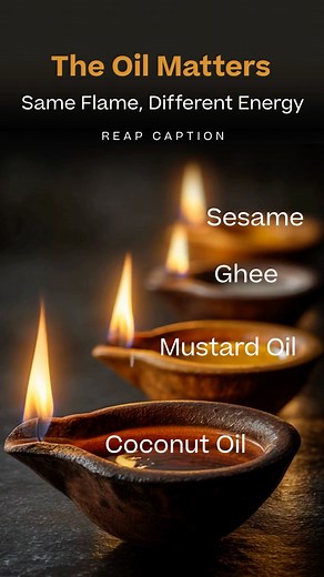 🪔 Behind every Diya’s glow lies ancient energy science. Each oil you light releases a different frequency that heals body, mind, and space. ✨ In Ayurveda and Vedic tradition, the flame isn’t just symbolic; it’s energetic medicine. The oils used in each Diya carry unique vibrations that influence your mood, your environment, and even your subtle body: 🌿 Mustard Oil Diya — clears stagnant energy, sharpens alertness, and cleanses the atmosphere. 🥥 Coconut Oil Diya — cools emotional heat, reduces
