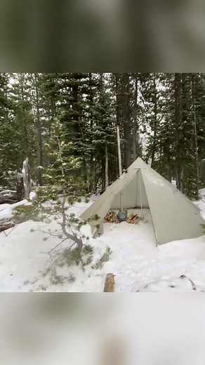 Hot Tent Camping in a Snow Storm. Part 2 #bushcraft #build #camp #camping #survival #shelter #wildlife #outdoorlife #outdoor #viral #fyp #foryou