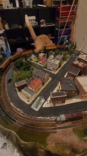 CATZILLA!!-Cat loving HO train layout build.#hoscaletrains #trains #cats #trainlayout #trainspotting