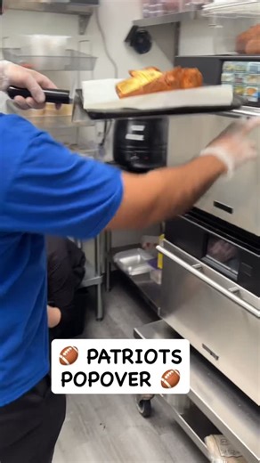 Popovers at Church Square on Instagram: "In honor of Superbowl LX we are introducing our PATRIOTS POPOVER! 🏈 A hot Popover with melted peanut butter and strawberry jam and fresh strawberries on top. Call it a Fancy Peanut Butter and Jelly! GO PATS! #popoverperfection #popoversatchurchsquare #popovers #freshfromtheoven #gopats"