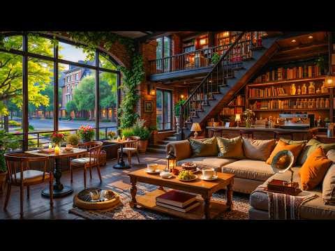 Relax with Soft Springtime Coffee Jazz ☕ Calm Jazz at Cozy Indoor Ambience & Quiet City Sounds