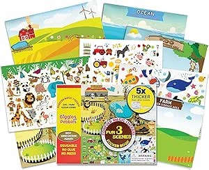 Amazon.com: Giggles & Pebbles Educational Magic Sticker Pad Book for Kids,Toddlers, Boys and Girls - Reusable, Washable and Non-Adhesive Stickers with Farm, Zoo, Ocean Animals, for Storytelling, Games and Fun : Toys & Games