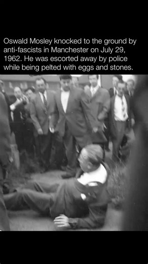 History Vault 09 on Instagram: "Oswald Mosley was knocked down by anti-fascist protesters in Manchester on July 29, 1962. As police escorted him away, the crowd hurled eggs and stones at him."