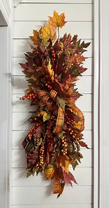 Fall Leaf Swag, Autumn Front Door Wreath, Centerpiece Arrangement, Wall Hanging, Floral Fall Swag, Harvest Vertical Teardrop, Maple Leaf Dec - Etsy