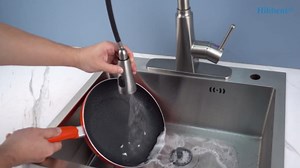 Hibbent Stainless Steel Pull Down Spray Head Replacement with 15 Adapters, NSF/ANSI/CAN 61 & CUPC Certified 3-Function Kitchen Faucet Nozzle, Compatible with Moen, Delta, Kohler Faucet, Chrome