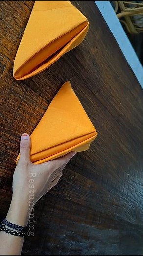 Simple Napkin Folding Tutorial 😍 Pyramid Napkin Fold