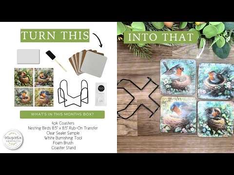 March Craft Club 2026 | Nesting Bird Coasters DIY | Rub-On Transfer Tutorial