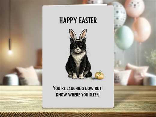 Funny Cat Easter Card, Rabbit Ears Sarcasm - Etsy UK