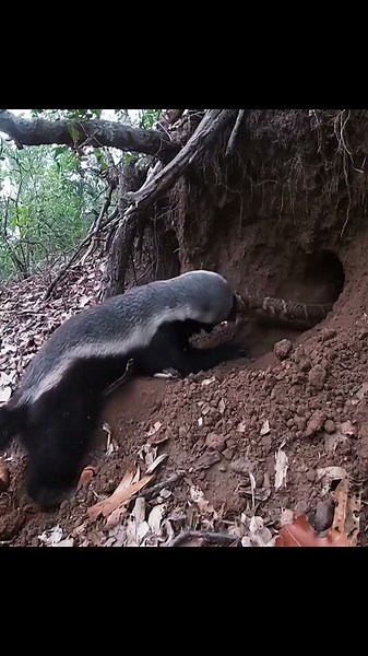 Honey Badger Digs Out a Snake in a Brutal Hunt #wildlife