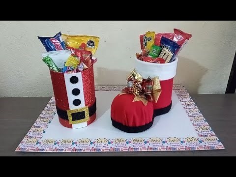 Christmas Candy Boxes with Santa's Boot and Suit #Christmas #ChristmasCandyBoxes #SantaClaus #DIY