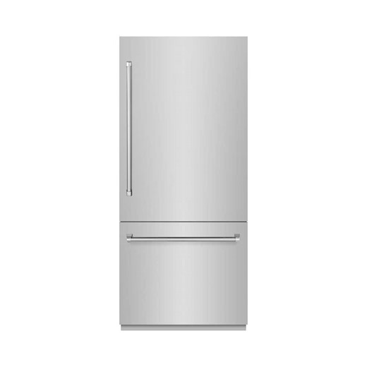 Check The Home Depot's Q&A Before Buying: ZLINE Kitchen and Bath 36 in. 19.8 cu. ft. Built-in Bottom Freezer Refrigerator with Water Dispenser and Ice Maker in Stainless Steel