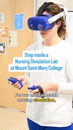Mount Saint Mary College on Instagram: "Virtual reality meets Nursing 🥽🩺 Step inside a Nursing Simulation Lab where our junior Nursing students are using advanced technology through virtual reality to care for a patient with schizophrenia. #msmcny #virutalreality #nursing #nursingschool #nurse"