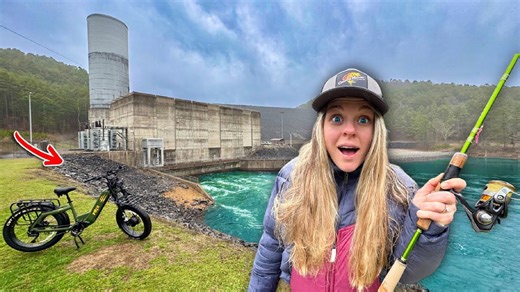 Electric bike expedition reaches giant mountain spillway for catch