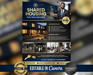 Shared Housing Program Flyer | Transitional Housing & Sober Living | Affordable Housing | Room Rental Ad Canva Editable Template - Etsy