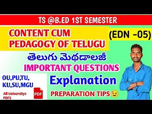 B.ED 1ST SEM TELUGU IMPORTANT QUESTIONS CONTENT CUM PEDAGOGY OF TELUGU METHODOLOGY IMPQUESTIONS SEM1