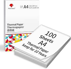 Phomemo A4 Thermal Paper, Thermal Printer Paper for Portable Printer, Compatible with M08F-Letter, M08F M832,M833, M834,M835 M836 Brother Letter Thermal Printer, 8.27"×11.69” Size, 100 sheets