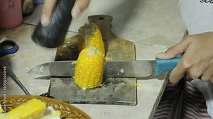 Zea mays, cut the corn into desired sizes, make a fruit salad.