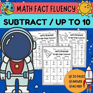 30 Math Worksheets-printable Subtraction up to 10 Maths Worksheets, Preschool Worksheets, Numbers, Homework - Etsy Australia