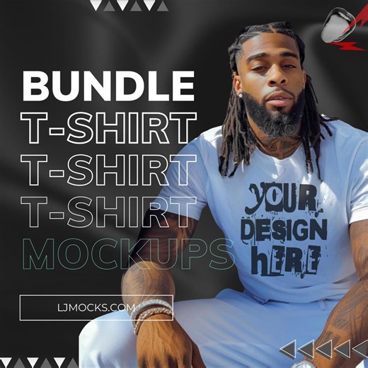 African American Male Model T-shirt Mockup Bundle (digital Download) - Etsy