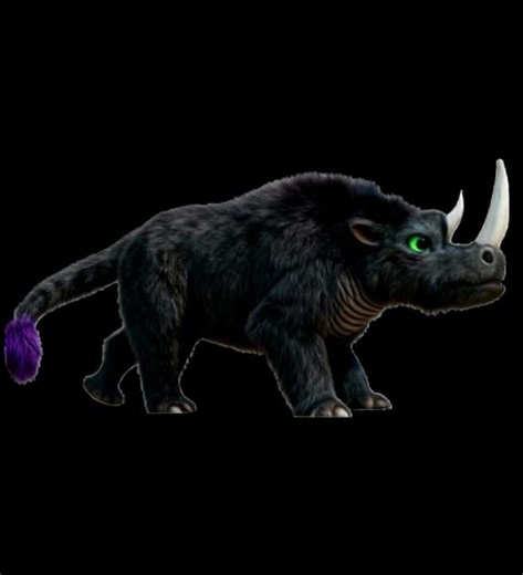(Megaceratotherium megamusculus megamusculus) Black megamuscular megarhinoceros (Bull) (Male Youn...