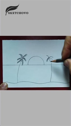 Easy Scenery Drawing ✏️ #Shorts