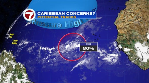 12K views · 44 reactions | A Tropical Wave in the Eastern Atlantic has an 80% chance to become a depression/storm over the next 7 days as it moves West around High Pressure. Its future track will depend on where the high will move to. This will determine the wave's future path. | 7Weather | Facebook